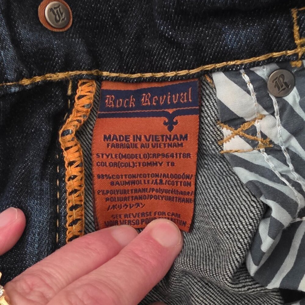 Men's Rock Revival Tommy Straight Leg Blue Jeans Size 30 - Picture 10 of 13